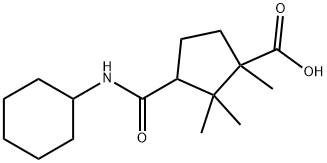 3-CYCLOHEXYLCARBAMOYL-1,2,2-TRIMETHYL-CYCLOPENTANECARBOXYLIC ACID 结构式