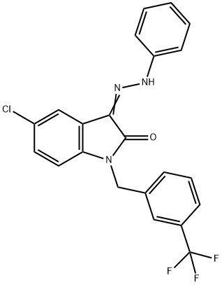 5-CHLORO-1-[3-(TRIFLUOROMETHYL)BENZYL]-1H-INDOLE-2,3-DIONE 3-(N-PHENYLHYDRAZONE) 结构式