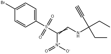 2-((1,1-DIETHYLPROP-2-YNYL)AMINO)-1-((4-BROMOPHENYL)SULFONYL)-1-NITROETHENE 结构式