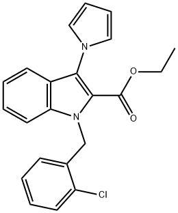 ETHYL 1-(2-CHLOROBENZYL)-3-(1H-PYRROL-1-YL)-1H-INDOLE-2-CARBOXYLATE 结构式