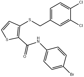 N-(4-BROMOPHENYL)-3-[(3,4-DICHLOROBENZYL)SULFANYL]-2-THIOPHENECARBOXAMIDE 结构式