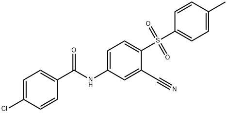 4-CHLORO-N-(3-CYANO-4-[(4-METHYLPHENYL)SULFONYL]PHENYL)BENZENECARBOXAMIDE 结构式