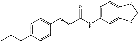 N-BENZO[3,4-D]1,3-DIOXOLEN-5-YL-3-(4-(2-METHYLPROPYL)PHENYL)PROP-2-ENAMIDE 结构式