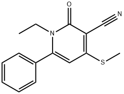1-ETHYL-4-(METHYLSULFANYL)-2-OXO-6-PHENYL-1,2-DIHYDRO-3-PYRIDINECARBONITRILE 结构式
