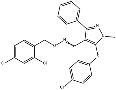 5-[(4-CHLOROPHENYL)SULFANYL]-1-METHYL-3-PHENYL-1H-PYRAZOLE-4-CARBALDEHYDE O-(2,4-DICHLOROBENZYL)OXIME 结构式