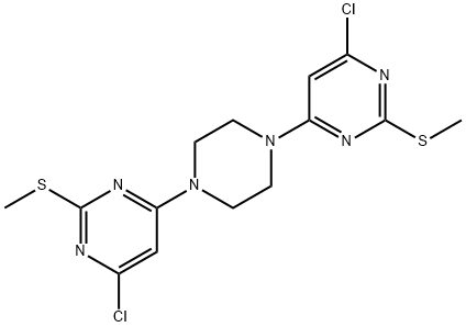 4-CHLORO-6-(4-[6-CHLORO-2-(METHYLSULFANYL)-4-PYRIMIDINYL]PIPERAZINO)-2-(METHYLSULFANYL)PYRIMIDINE 结构式