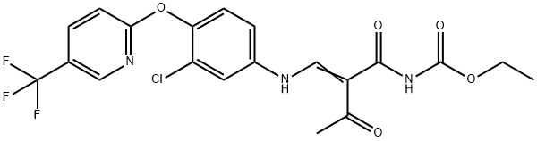 Ethyl N-[2-acetyl-3-(3-chloro-4-([5-(trifluoromethyl)-2-pyridinyl]oxy)anilino)acryloyl]carbamate 结构式
