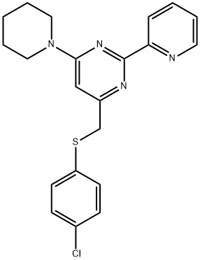 4-([(4-CHLOROPHENYL)SULFANYL]METHYL)-6-PIPERIDINO-2-(2-PYRIDINYL)PYRIMIDINE 结构式