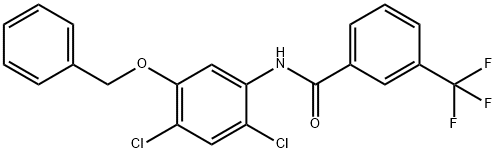 N-[5-(BENZYLOXY)-2,4-DICHLOROPHENYL]-3-(TRIFLUOROMETHYL)BENZENECARBOXAMIDE 结构式