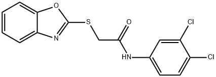2-BENZOXAZOL-2-YLTHIO-N-(3,4-DICHLOROPHENYL)ETHANAMIDE 结构式
