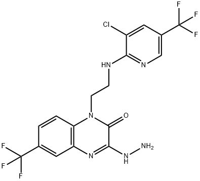 1-(2-([3-CHLORO-5-(TRIFLUOROMETHYL)-2-PYRIDINYL]AMINO)ETHYL)-3-HYDRAZINO-6-(TRIFLUOROMETHYL)-2(1H)-QUINOXALINONE 结构式