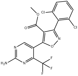 METHYL 5-[2-AMINO-4-(TRIFLUOROMETHYL)-5-PYRIMIDINYL]-3-(2,6-DICHLOROPHENYL)-4-ISOXAZOLECARBOXYLATE 结构式