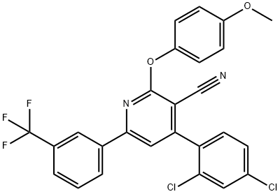 4-(2,4-DICHLOROPHENYL)-2-(4-METHOXYPHENOXY)-6-[3-(TRIFLUOROMETHYL)PHENYL]NICOTINONITRILE 结构式