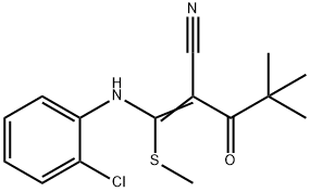 2-(2,2-DIMETHYLPROPANOYL)-3-((2-CHLOROPHENYL)AMINO)-3-METHYLTHIOPROP-2-ENENITRILE 结构式