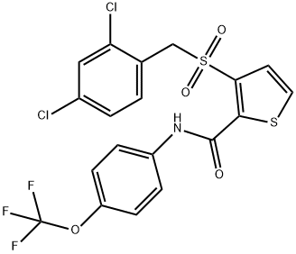 3-[(2,4-DICHLOROBENZYL)SULFONYL]-N-[4-(TRIFLUOROMETHOXY)PHENYL]-2-THIOPHENECARBOXAMIDE 结构式