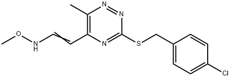 3-[(4-CHLOROBENZYL)SULFANYL]-5-[2-(METHOXYAMINO)VINYL]-6-METHYL-1,2,4-TRIAZINE 结构式