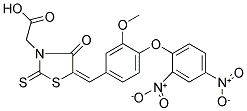 {(5E)-5-[4-(2,4-DINITROPHENOXY)-3-METHOXYBENZYLIDENE]-4-OXO-2-THIOXO-1,3-THIAZOLIDIN-3-YL}ACETIC ACID 结构式