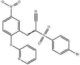 2-((4-BROMOPHENYL)SULFONYL)-3-(5-NITRO-2-(2-PYRIDYLTHIO)PHENYL)PROP-2-ENENITRILE 结构式