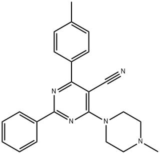 4-(4-METHYLPHENYL)-6-(4-METHYLPIPERAZINO)-2-PHENYL-5-PYRIMIDINECARBONITRILE 结构式