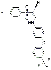 2-((4-BROMOPHENYL)SULFONYL)-3-((4-(3-(TRIFLUOROMETHYL)PHENOXY)PHENYL)AMINO)PROP-2-ENENITRILE 结构式