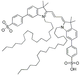 1,1'-DIOCTADECYL-6,6'-DI(4-SULFOPHENYL)-3,3,3',3'-TETRAMETHYLINDOCARBOCYANINE 结构式