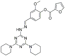 (E)-4-((2-(4,6-DI(PIPERIDIN-1-YL)-1,3,5-TRIAZIN-2-YL)HYDRAZONO)METHYL)-2-METHOXYPHENYL FURAN-2-CARBOXYLATE 结构式