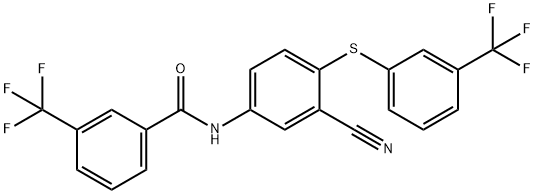 N-(3-CYANO-4-([3-(TRIFLUOROMETHYL)PHENYL]SULFANYL)PHENYL)-3-(TRIFLUOROMETHYL)BENZENECARBOXAMIDE 结构式