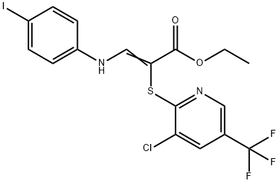 ETHYL 2-([3-CHLORO-5-(TRIFLUOROMETHYL)-2-PYRIDINYL]SULFANYL)-3-(4-IODOANILINO)ACRYLATE 结构式