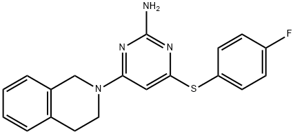 4-[3,4-Dihydro-2(1H)-isoquinolinyl]-6-[(4-fluorophenyl)sulfanyl]-2-pyrimidinamine 结构式