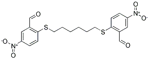 2-((6-[(2-FORMYL-4-NITROPHENYL)SULFANYL]HEXYL)SULFANYL)-5-NITROBENZENECARBALDEHYDE 结构式