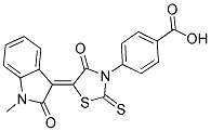 4-[(5Z)-5-(1-METHYL-2-OXO-1,2-DIHYDRO-3H-INDOL-3-YLIDENE)-4-OXO-2-THIOXO-1,3-THIAZOLIDIN-3-YL]BENZOIC ACID 结构式