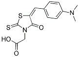 ((5E)-5-[4-(Dimethylamino)benzylidene]-4-oxo-2-thioxo-1,3-thiazolidin-3-yl)acetic acid 结构式