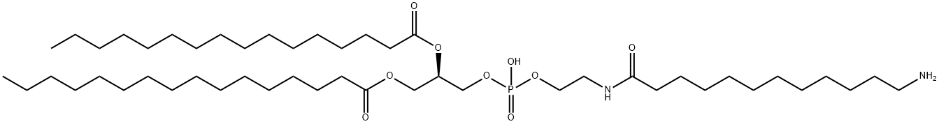 1,2-DIPALMITOYL-SN-GLYCERO-3-PHOSPHOETHANOLAMINE-N-(DODECANYLAMINE);16:0 DODECANYLAMINE PE 结构式