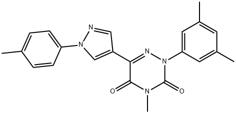 2-(3,5-DIMETHYLPHENYL)-4-METHYL-6-[1-(4-METHYLPHENYL)-1H-PYRAZOL-4-YL]-1,2,4-TRIAZINE-3,5(2H,4H)-DIONE 结构式