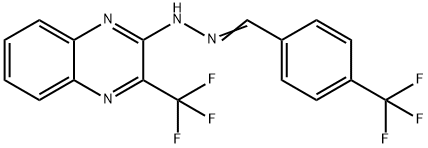 4-(TRIFLUOROMETHYL)BENZENECARBALDEHYDE N-[3-(TRIFLUOROMETHYL)-2-QUINOXALINYL]HYDRAZONE 结构式