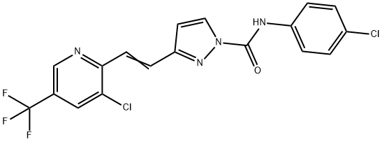 N-(4-CHLOROPHENYL)-3-(2-[3-CHLORO-5-(TRIFLUOROMETHYL)-2-PYRIDINYL]VINYL)-1H-PYRAZOLE-1-CARBOXAMIDE 结构式