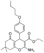 ETHYL 2-AMINO-4-(4-BUTOXYPHENYL)-7,7-DIMETHYL-5-OXO-4,6,7,8-TETRAHYDRO2H-CHROMENE-3-CARBOXYLATE 结构式