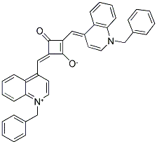 1-(1-Benzyl-1quinolin-4-ylidenemethyl)-3-(1-benzyl-quinolinium-4-yl-methylene)-2-oxo-cyclobutene-4-olate 结构式