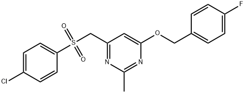 4-([(4-CHLOROPHENYL)SULFONYL]METHYL)-6-[(4-FLUOROBENZYL)OXY]-2-METHYLPYRIMIDINE 结构式