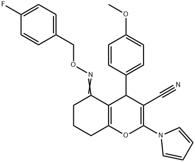 5-([(4-FLUOROBENZYL)OXY]IMINO)-4-(4-METHOXYPHENYL)-2-(1H-PYRROL-1-YL)-5,6,7,8-TETRAHYDRO-4H-CHROMENE-3-CARBONITRILE 结构式