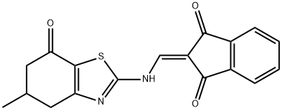 2-(((5-METHYL-7-OXO-4,5,6-TRIHYDROBENZOTHIAZOL-2-YL)AMINO)METHYLENE)INDANE-1,3-DIONE 结构式