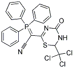 (4-OXO-2-(TRICHLOROMETHYL)-3,4-DIHYDRO-2H-1,3,5-THIADIAZIN-6-YL)(TRIPHENYL-LAMBDA5-PHOSPHANYL)ACETONITRILE 结构式