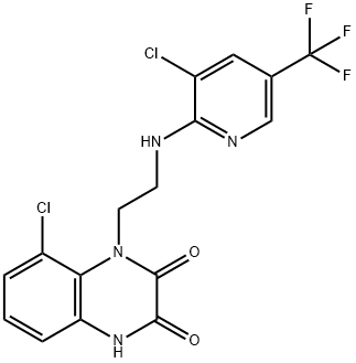 8-CHLORO-1-(2-([3-CHLORO-5-(TRIFLUOROMETHYL)-2-PYRIDINYL]AMINO)ETHYL)-1,4-DIHYDRO-2,3-QUINOXALINEDIONE 结构式