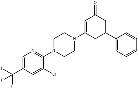 3-(4-(3-CHLORO-5-(TRIFLUOROMETHYL)(2-PYRIDYL))PIPERAZINYL)-5-PHENYLCYCLOHEX-2-EN-1-ONE 结构式