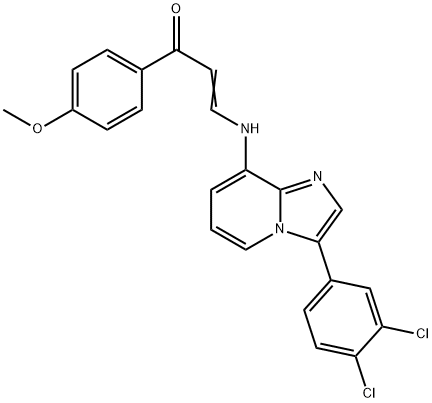 3-([3-(3,4-DICHLOROPHENYL)IMIDAZO[1,2-A]PYRIDIN-8-YL]AMINO)-1-(4-METHOXYPHENYL)-2-PROPEN-1-ONE 结构式