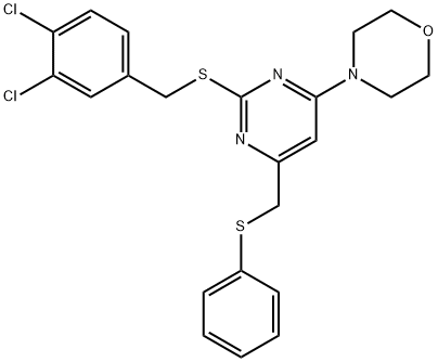 3,4-DICHLOROBENZYL 4-MORPHOLINO-6-[(PHENYLSULFANYL)METHYL]-2-PYRIMIDINYL SULFIDE 结构式