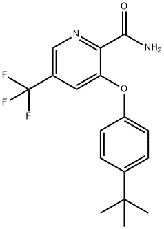 3-[4-(TERT-BUTYL)PHENOXY]-5-(TRIFLUOROMETHYL)-2-PYRIDINECARBOXAMIDE 结构式