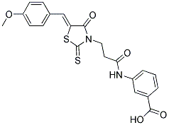 3-((3-[(5Z)-5-(4-METHOXYBENZYLIDENE)-4-OXO-2-THIOXO-1,3-THIAZOLIDIN-3-YL]PROPANOYL)AMINO)BENZOIC ACID 结构式