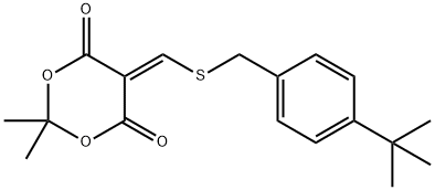 5-(([4-(TERT-BUTYL)BENZYL]SULFANYL)METHYLENE)-2,2-DIMETHYL-1,3-DIOXANE-4,6-DIONE 结构式