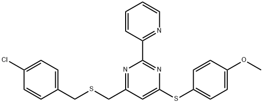 4-([(4-CHLOROBENZYL)SULFANYL]METHYL)-6-[(4-METHOXYPHENYL)SULFANYL]-2-(2-PYRIDINYL)PYRIMIDINE 结构式